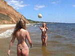 Hot chicks in bikini playing ball movie
